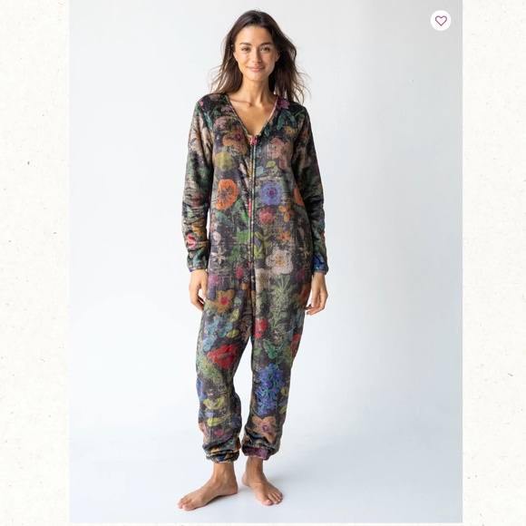 NWT Natural Life Women's S Fleece One Piece Multi Floral Romper - Picture 1 of 5